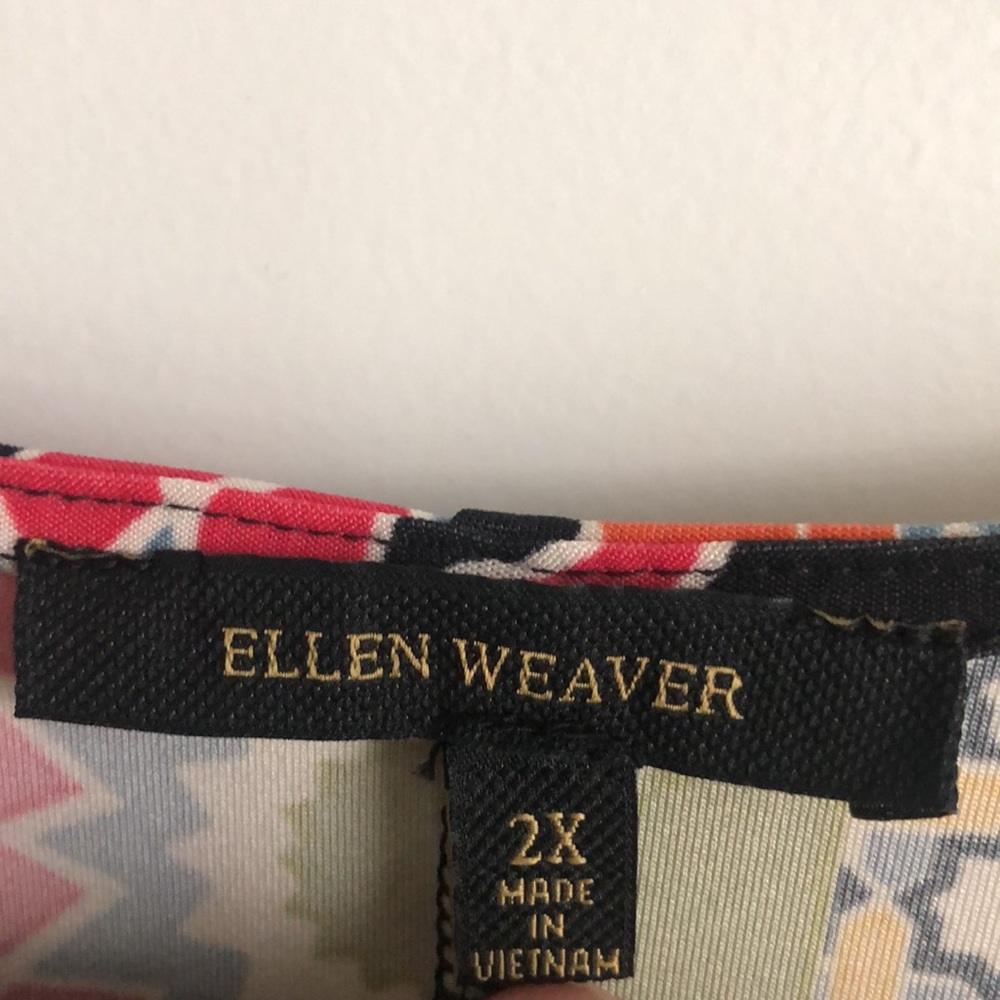 Ellen Weaver multi-color, patch, print and gold ring maxi dress 2X - Picture 5 of 6